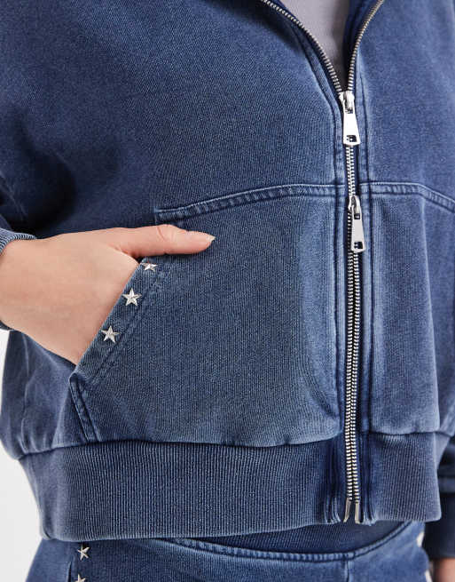 Cotton On - Sweat à capuche d'ensemble oversize à manches raglan - Indigo, 3 de 4