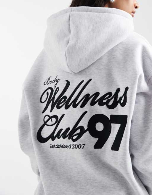 Cotton On - Sweat à capuche duveteux de qualité supérieure à motif - Gris nuage chiné, 4 de 4