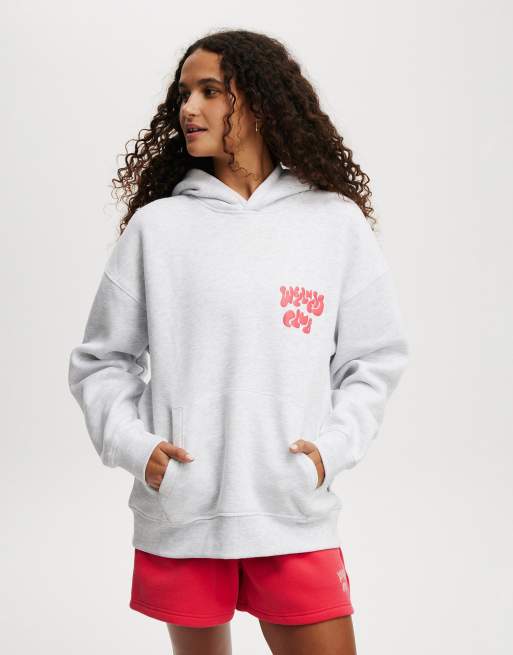 Cotton On - Sweat à capuche duveteux de qualité supérieure avec motif - Gris, 2 de 4