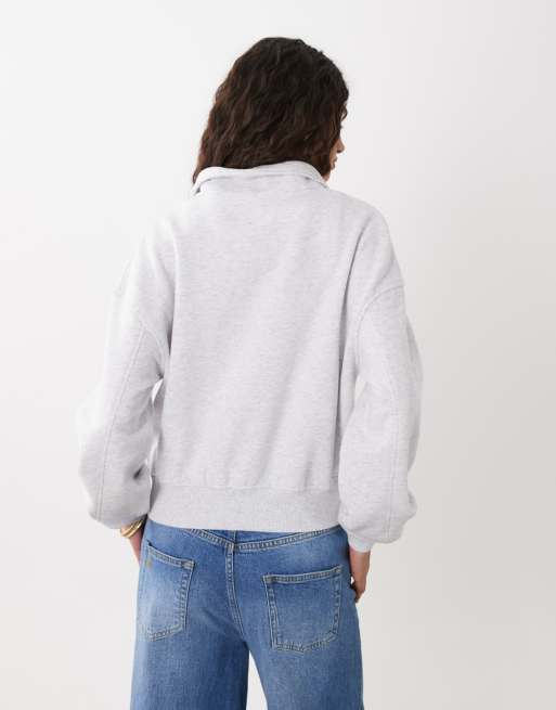 Cotton On - Sweat à col zippé - Gris clair chiné, 4 de 4