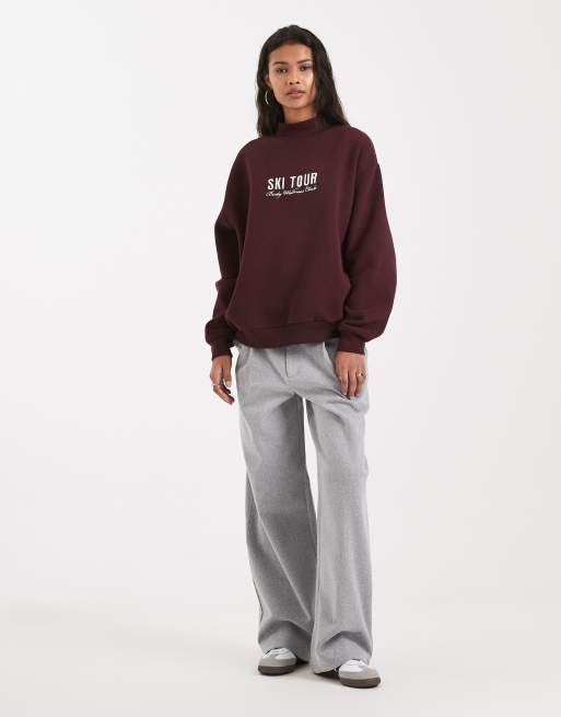 Cotton On - Sweat doux à col montant et motif Ski Tour - Cerise mûre, 2 de 4