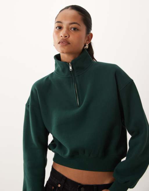 Cotton On sweat-shirt zippé à col montant vert treetop, 2 de 4