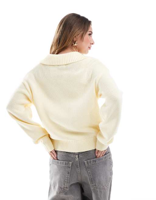 Cotton On - Sweater met korte rits en kraagje in citroengeel, 4 van 4
