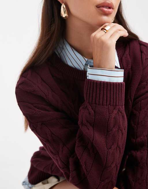 Cotton On - Sweater met ronde hals in donker granaatappel, 3 van 4