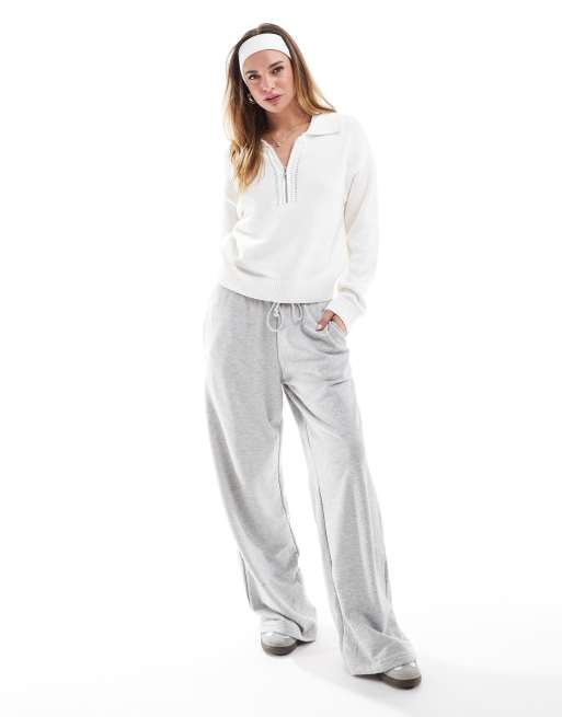 Cotton On – Sweatshirt in Weiß mit Kragen und kurzem Reißverschluss, 4 von 4