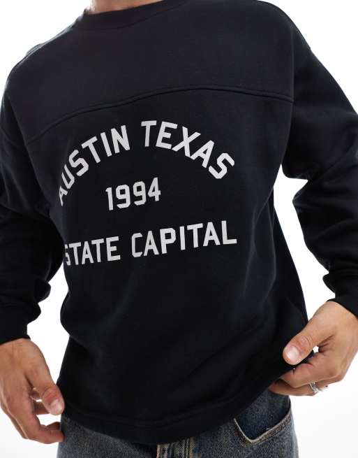 Cotton On - Sweatshirt med rund hals og 'Texas'-print foran i firkantet pasform, 3 af 4