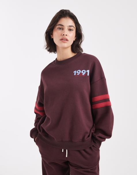 Cotton On - Sweatshirt met logo in donker sangria - view 1