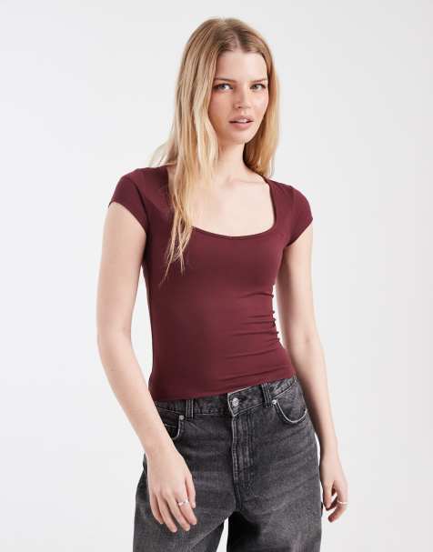 Cotton On sweetheart tee in sour cherry - view 1