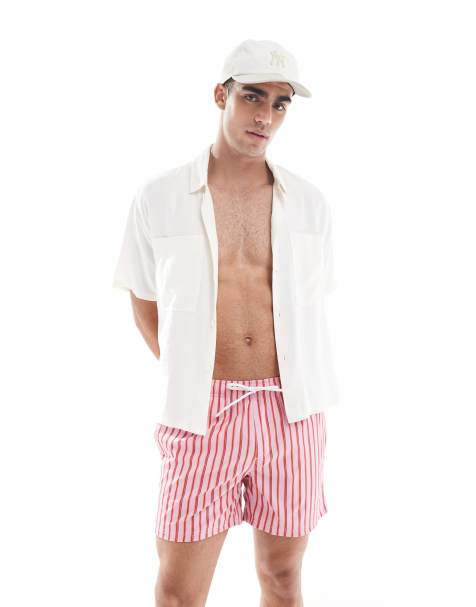 Cotton On swim shorts in pink retro print - view 1
