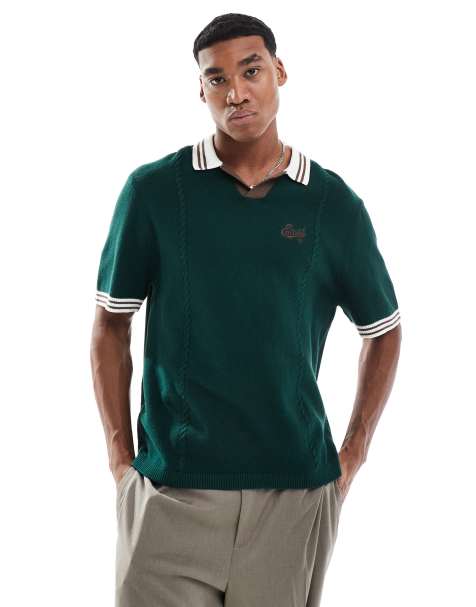 Cotton On knitted football jersey in emerald 