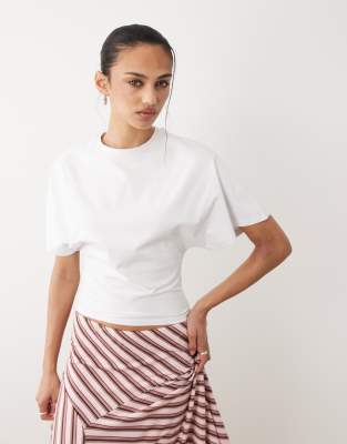 T-shirt à manches courtes et épaules dénudées - Blanc 2XL