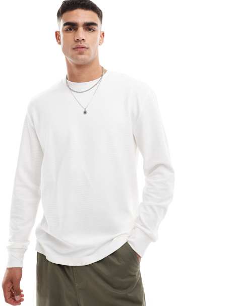 Cotton On - T-shirt a maniche lunghe ampia a coste bianco vintage - view 1
