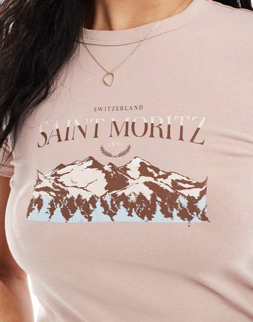 Cotton On - T-shirt ajusté long à motif Chamonix - Rose, 3 de 4