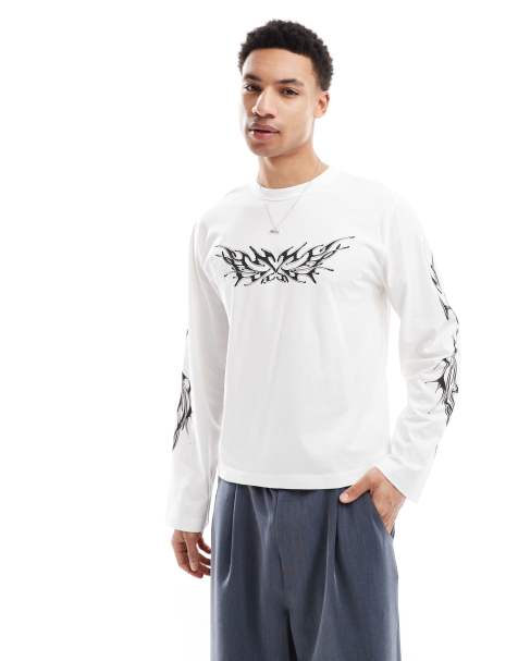 Cotton On - T-shirt bianca a maniche lunghe con grafica cyber - view 1