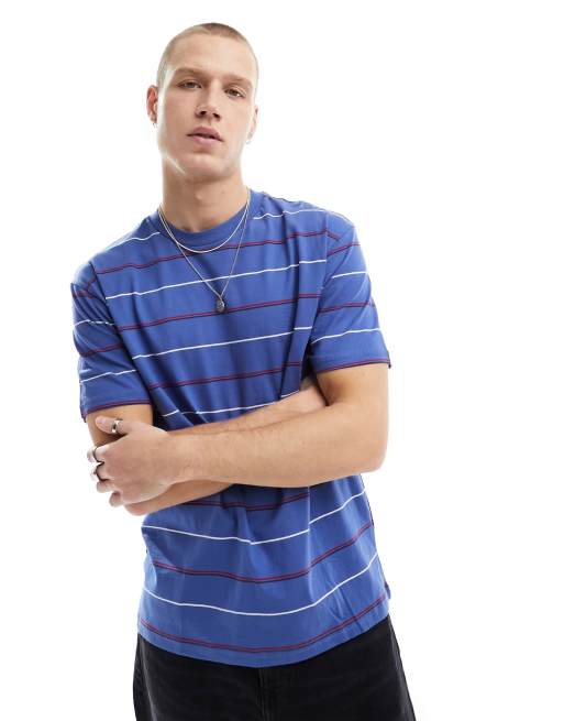 Cotton On - T-shirt comoda blu navy e rossa a righe 