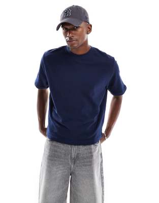 Cotton On - T-shirt crop top en tissu éponge - Indigo-Bleu