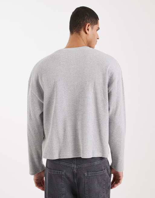 Cotton On - T-shirt crop top texturé à manches longues - Gris chiné, 3 de 5