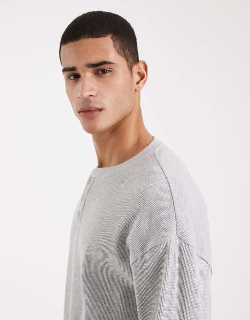 Cotton On - T-shirt crop top texturé à manches longues - Gris chiné, 4 de 5