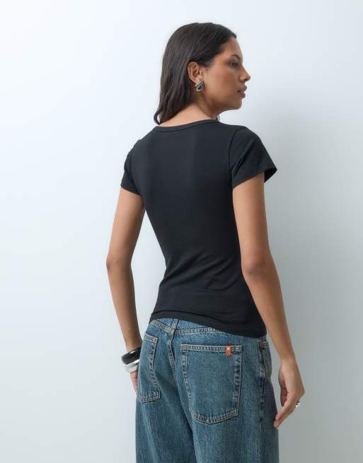 Cotton On t-shirt du quotidien à col rond dégagé noir, 4 de 5