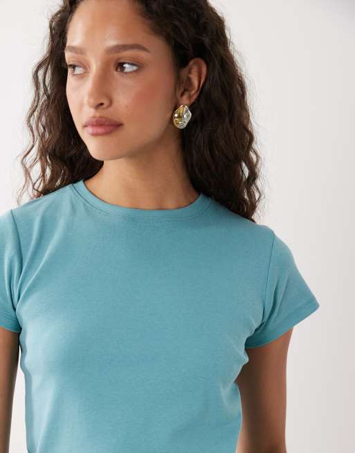 Cotton On - T-shirt effet rétréci style années 90 - Bleu cristal, 3 de 4