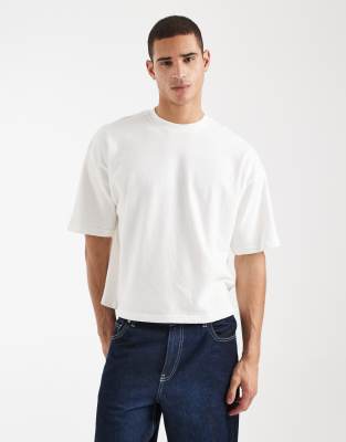 Cotton On - T-shirt en tissu éponge - Blanc délavé