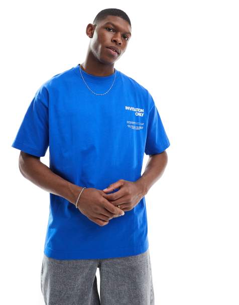 Cotton On – T-Shirt in Electric-Blau mit „Invitation only“-Grafik - view 1