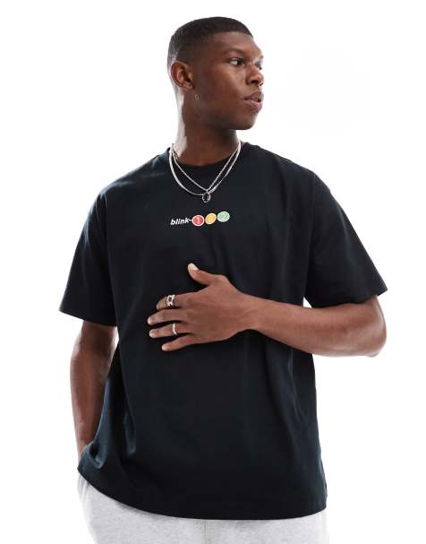 Cotton On – T-Shirt in Schwarz mit Blink 182-Grafik - view 1