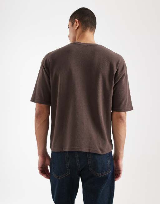 Cotton On - T-shirt in spugna color cioccolato slavato, 3 di 5