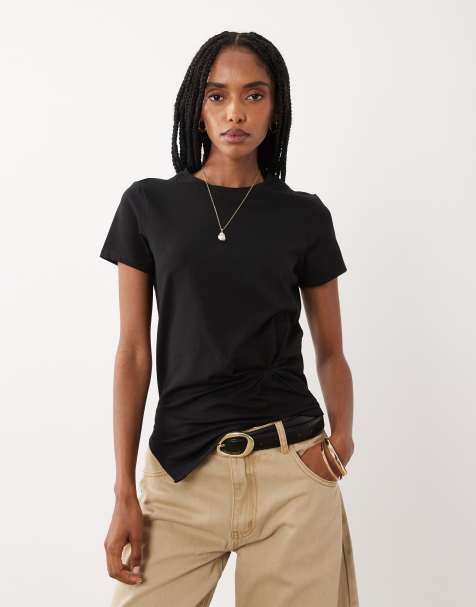 Cotton On T-shirt met korte mouwen en twist in zwart - view 1