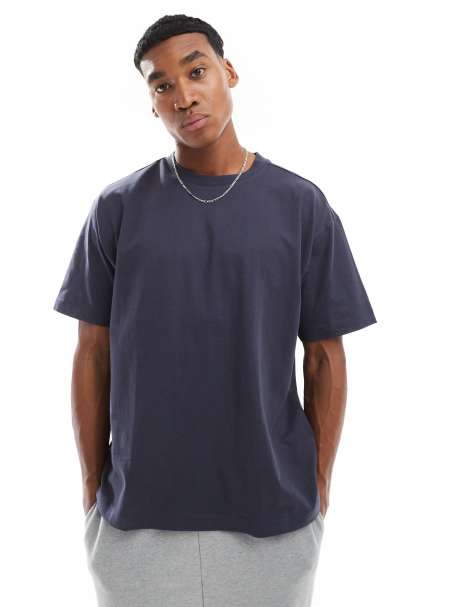 Cotton On - T-shirt met rechte pasvorm in marineblauw - view 1