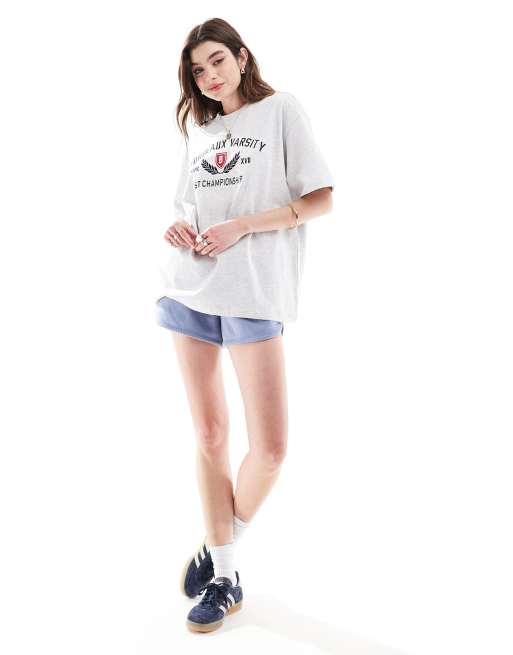 Cotton On - T-shirt oversize grigia con stampa "Bordeaux" stile college, 4 di 4