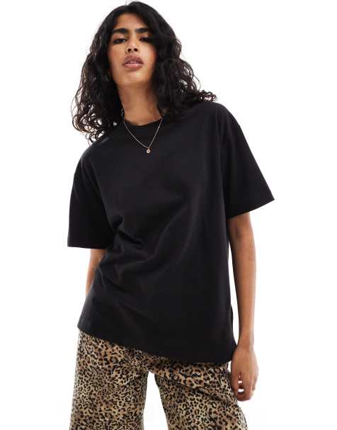 Cotton On - T-shirt oversize squadrata nera - view 1
