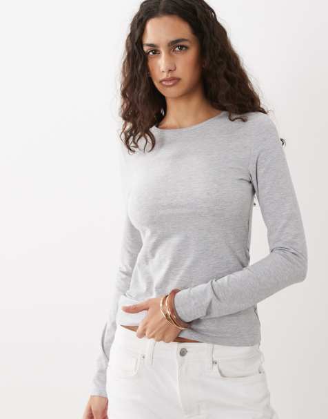Cotton On - T-shirt ras de cou long à manches longues - Gris chiné - view 1