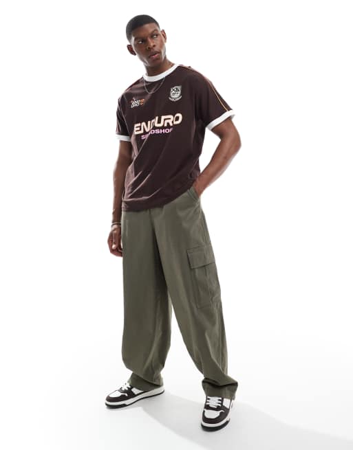 Cotton On - T-shirt sportiva oversize color cioccolato slavato