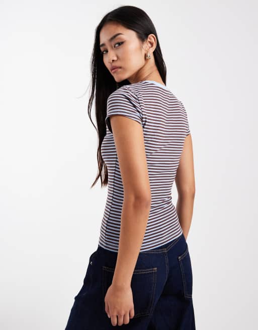 Cotton On – T-shirt z okrągłym dekoltem w białe paski, 4 z 4