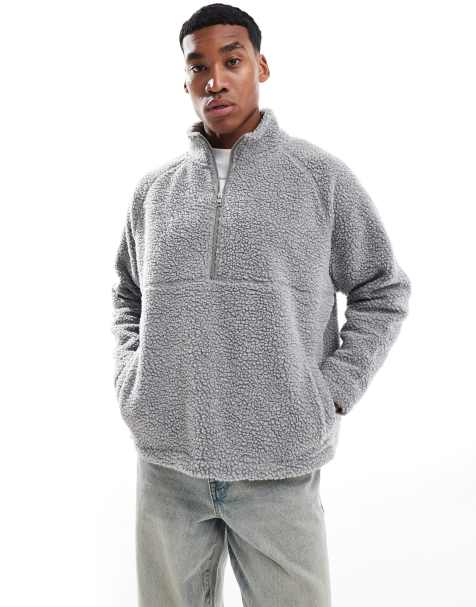 Cotton On Teddy 1/2 zip fleece in gray - view 1