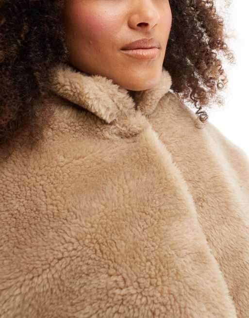 Oversized teddy faux fur bomber jacket hotsell