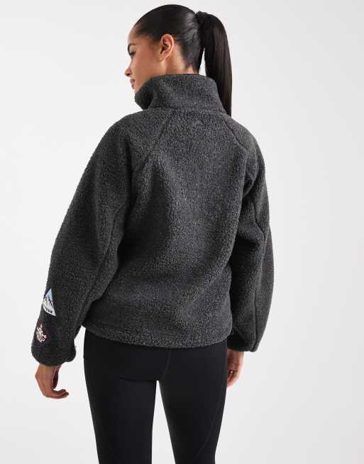 Cotton On teddy fleece jacket in heathered charcoal, 4 of 4