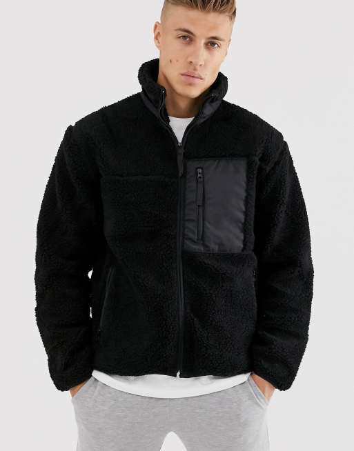 Cotton On Teddy Fleece Jacket in Black