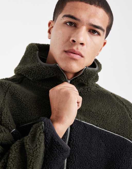 Cotton On – Teddyjacke in Khaki mit Kapuze, 5 von 5