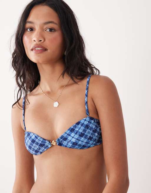 Cotton On - Tessa - Bikini a fascia blu navy a quadri, 4 di 4