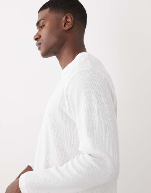 Cotton On textured long sleeve t-shirt in vintage white waffle, 3 of 5