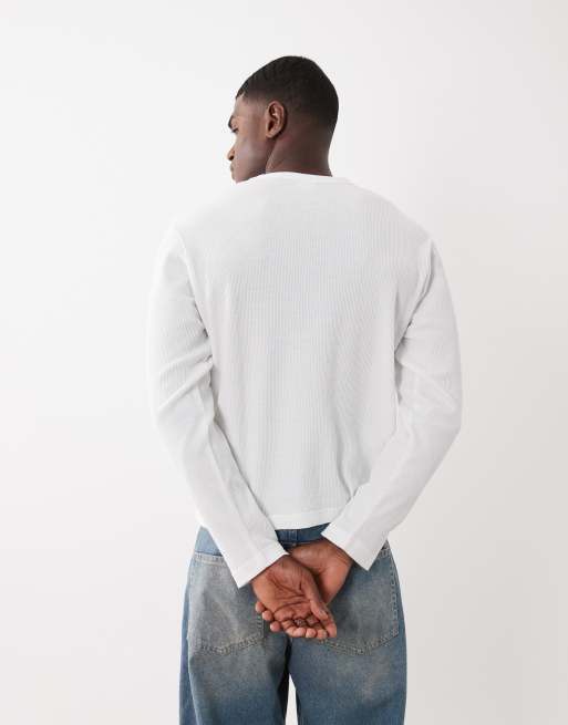 Cotton On textured long sleeve t-shirt in vintage white waffle, 5 of 5