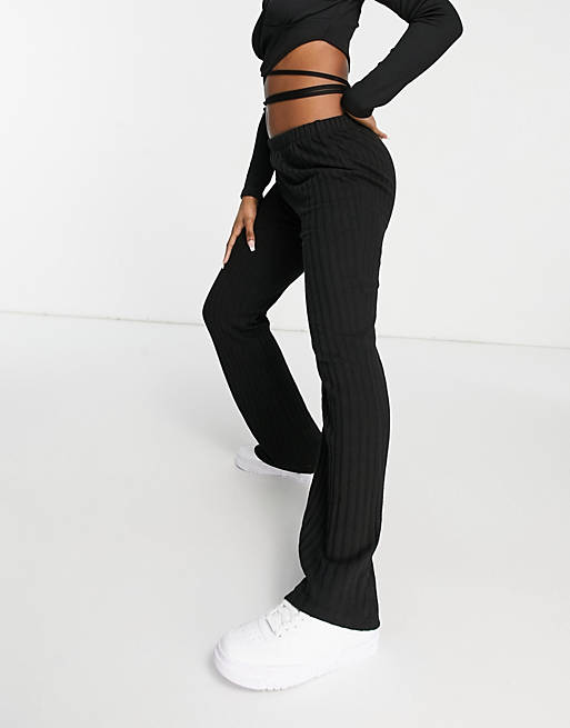 Cotton On textured rib trouser in black