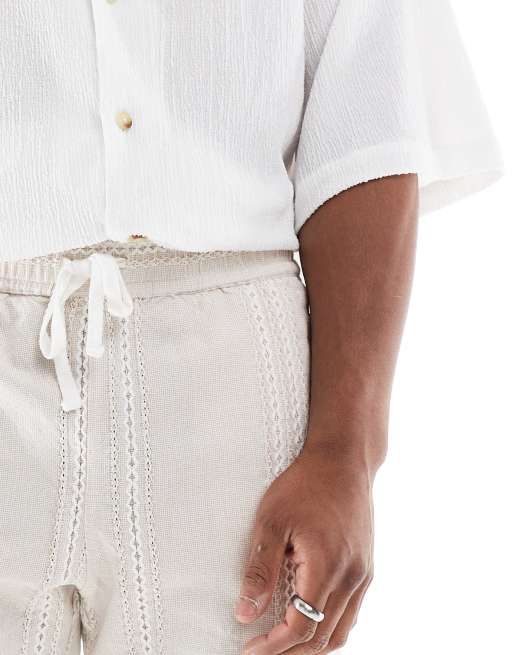 Cotton On textured shorts in natural weave, 4 of 5