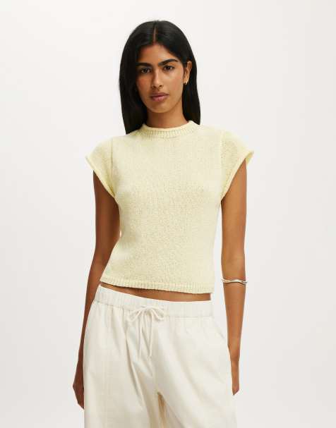Cotton On Textured shortsleeve knit top in beige - view 1