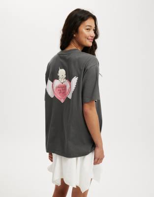 Cotton On The lcn boxy graphic tee in grey  