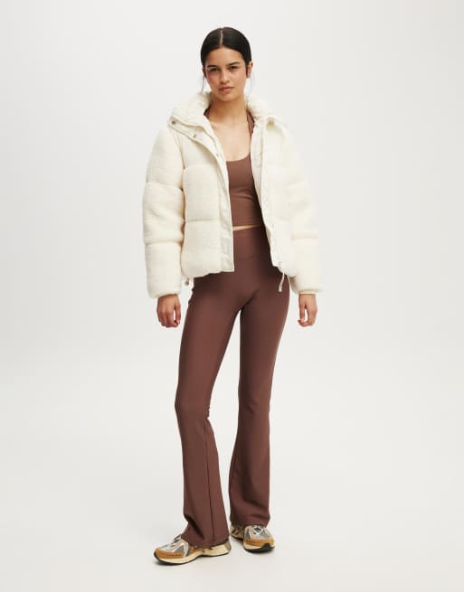 Cotton On The mother puffer sherpa hood jacket in white | ASOS