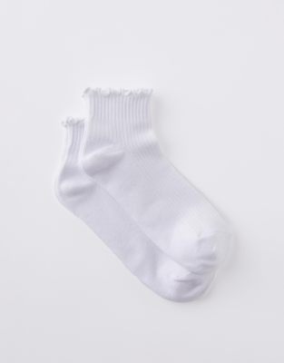 Хлопчатобумажные носки perfect pair с оборками на щиколотках в рубчик 2pk белого цвета white