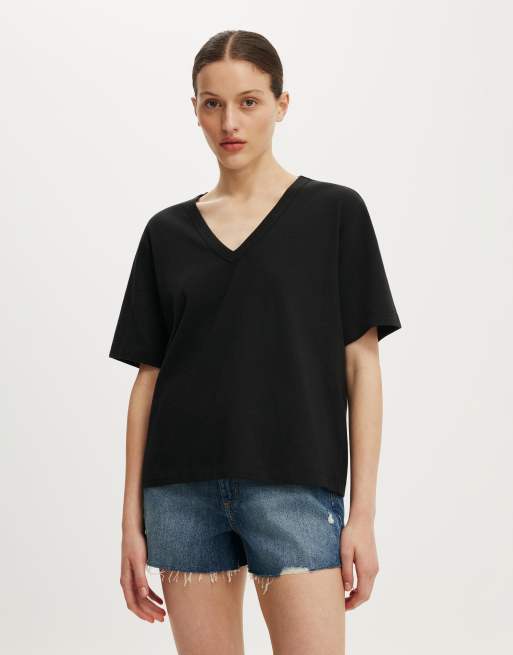 Cotton On The slub v neck tee in black, 2 of 4